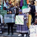 A picket against anti-immigrant sentiment was held at St George’s Cathedral in Cape Town on Monday afternoon to mark Africa Day. Photo: Matthew Hirsch