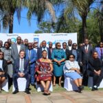 Ministers, Commissioners and Partners pause at the launch of the project. UNDP Eswatini/Mantoe Phakathi