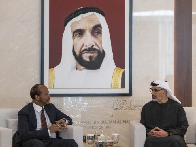 His Majesty King Mswati III pictured with Abu Dhabi Crown Prince Sheikh Khaled bin Mohamed bin Zayed Al Nahyan during their meeting in the UAE. (Photo: WAM)