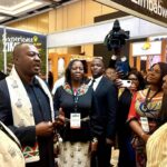 Zimbabwe Tourism Authority Chief Executive Officer Dr George Manyaya and Zimbabwe's Ambassador to Zambia Charity Charamba receive Zambian Vice President Mutale Nalumango at the Zimbabwe exhibition stand during the Zambia Travel Expo 2026. (Photo: Zimbabwe Tourism Authority)
