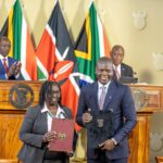 South Africa's Foreign Affairs Minister Ronald Lamola stands alongside his Kenyan counterpart as Presidents Cyril Ramaphosa and William Ruto look on during the State Visit in Pretoria. | Photo: X/@WilliamsRuto