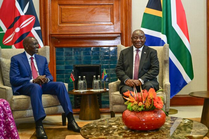 Africa at the Union Buildings in Tshwane." 03:40 President Cyril Ramaphosa meets one-on-one with Kenyan President William Ruto ahead of official bilateral talks at the Union Buildings in Tshwane during the State Visit to South Africa. | Photo: X/@CyrilRamaphosa