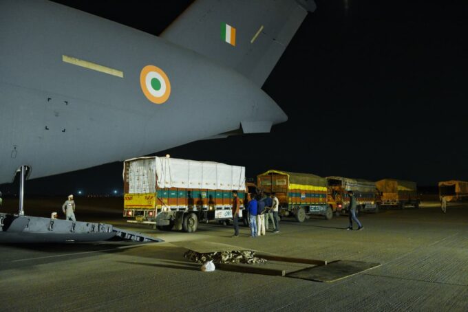 Medical supplies and protective equipment bound for the Africa Centres for Disease Control and Prevention are loaded onto a plane in India as part of the country's second emergency Ebola aid consignment to the African Union. Photo: X/@DrSJaishankar