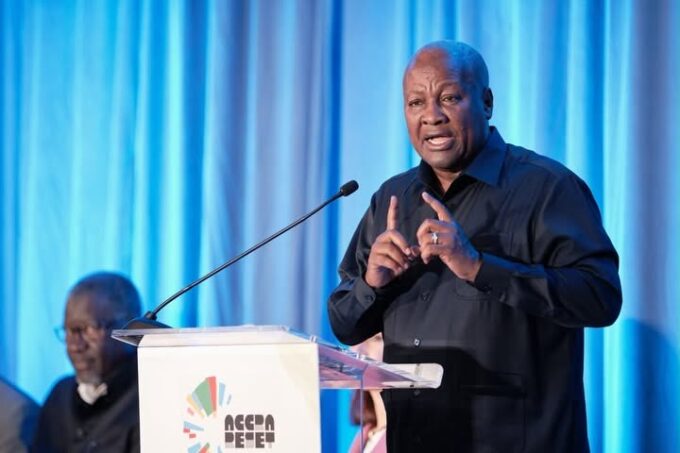 Ghanaian President John Dramani Mahama addresses delegates during the launch of the Accra Reset High Level Panel Report, A Sovereign Future for Health, on the sidelines of the 81st United Nations General Assembly in New York. Photo: Presidency of Ghana