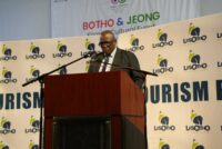 Lesotho’s Minister of Tourism, Sports, Arts and Culture, Honourable Mputi Stephen Mputi, speaks during the opening of the country’s first Annual Tourism Pitso at the Manthabiseng Convention Centre in Maseru on September 16, 2026