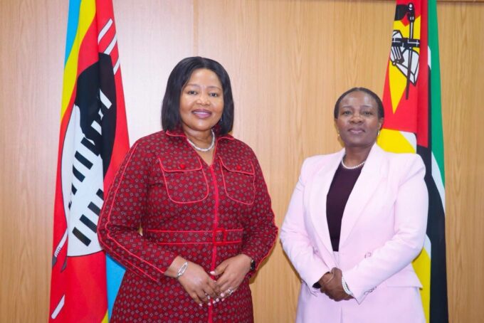 Eswatini Minister of Foreign Affairs and International Cooperation Senator Pholile Shakantu (left) with Mozambique State Secretary of Foreign Affairs and Communities Abroad Dr. Maria de Fátima Manso during their meeting. | Photo: Eswatini Government