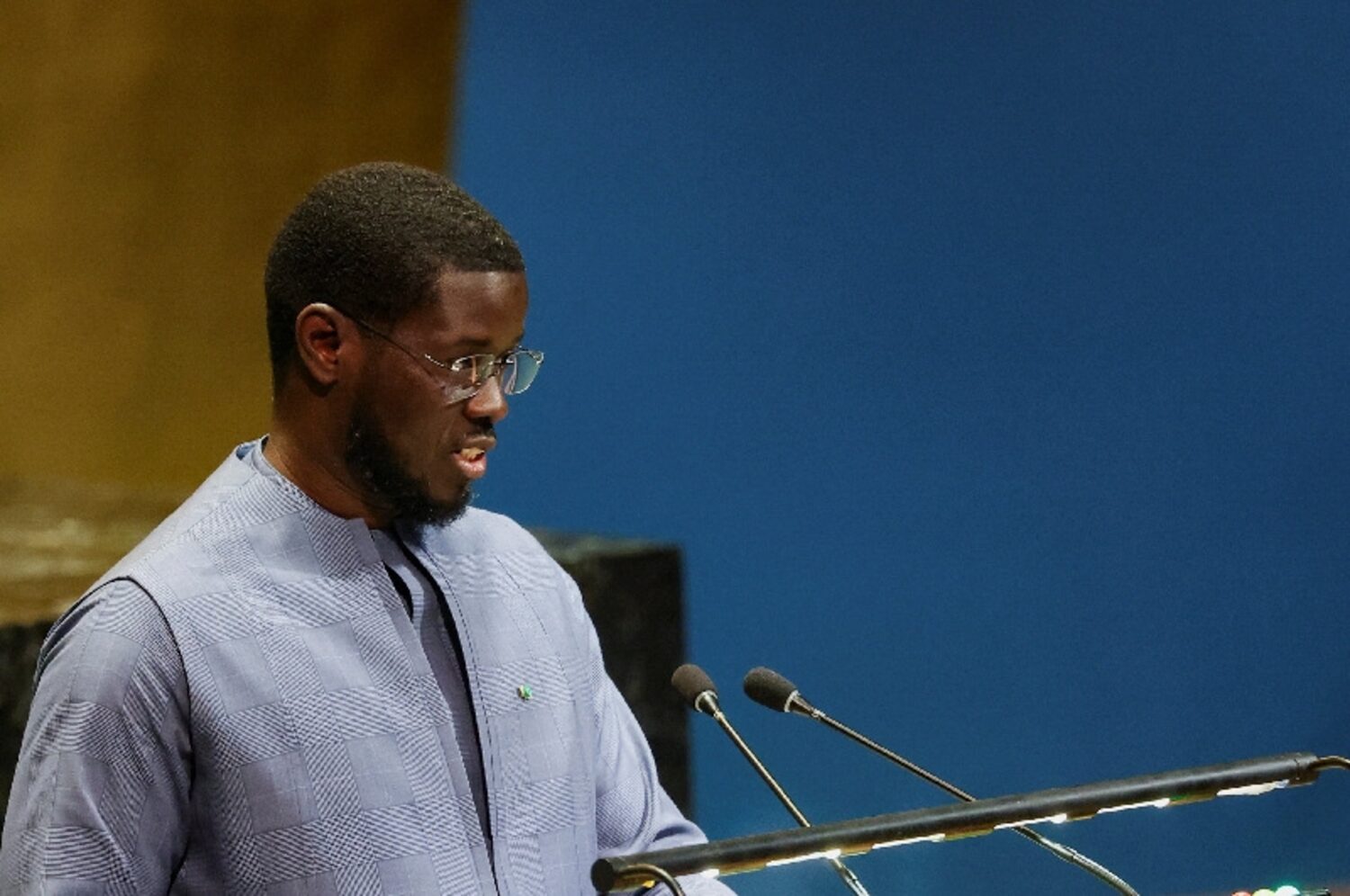 Senegal's President Bassirou Diomaye Faye speaks during a high-level meeting of the United Nations General Assembly on the thirtieth anniversary of the Fourth World Conference on Women at U.N. headquarters in New York City, U.S., September 22, 2025. REUTERS/Mike Segar/ File Photo