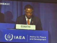 HRH Prince Lonkhokhela, Minister of Natural Resources and Energy, delivers Eswatini’s Country Statement at the IAEA General Conference in Vienna. Photo credit: Ministry of Natural Resources and Energy, Eswatini