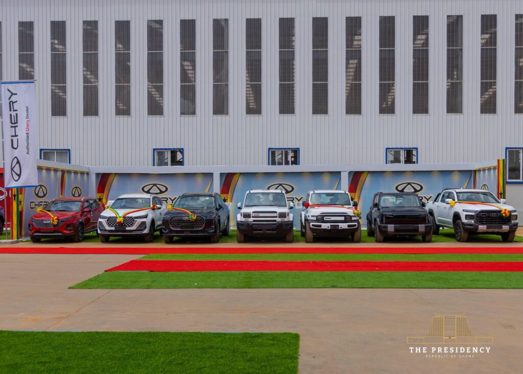 Vehicles on the assembly line at the expanded Zonda Tec Ghana Limited facility in Tema, which has a reported annual production capacity of 12,000 vehicles following its Phase III expansion.