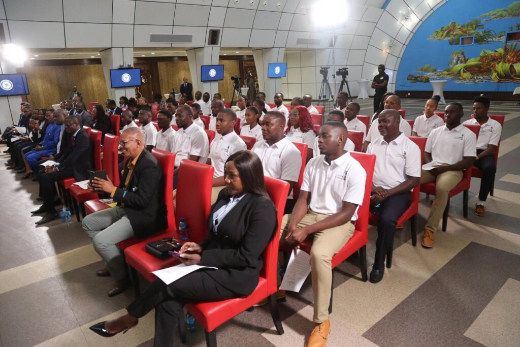 The 17 young Namibians who will represent the country at the 48th WorldSkills Competition in Shanghai, China, during their official send off ceremony. Photo: Namibian Presidency