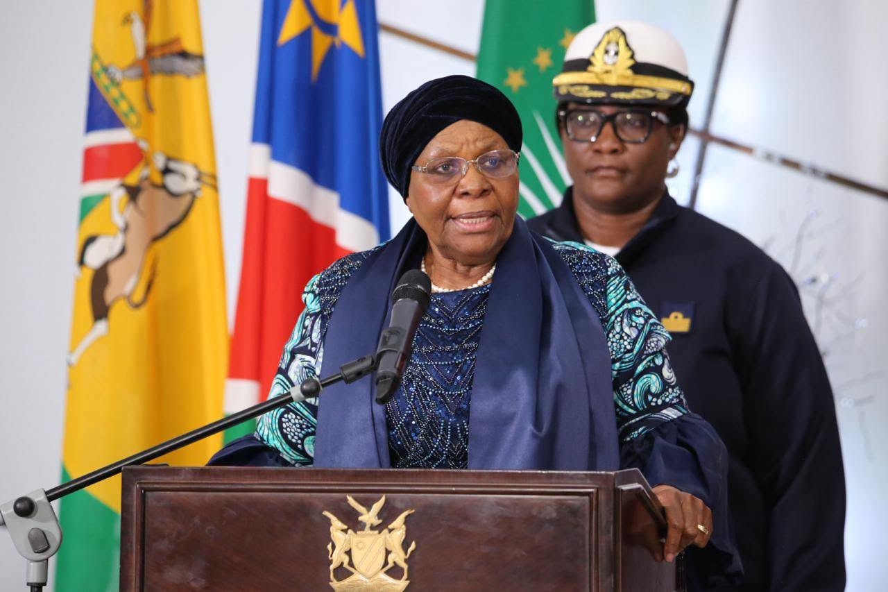 President Netumbo Nandi Ndaitwah addresses the 17 young Namibians selected to represent the country at the 48th WorldSkills Competition in Shanghai, China, during their official send off ceremony in Windhoek. Photo: Namibian Presidency