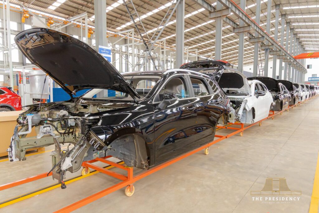 A Zonda Tec Ghana Limited worker carries out production work on a vehicle at the assembly plant in Tema, as the facility creates opportunities for local skills development and employment in Ghana’s automotive sector.