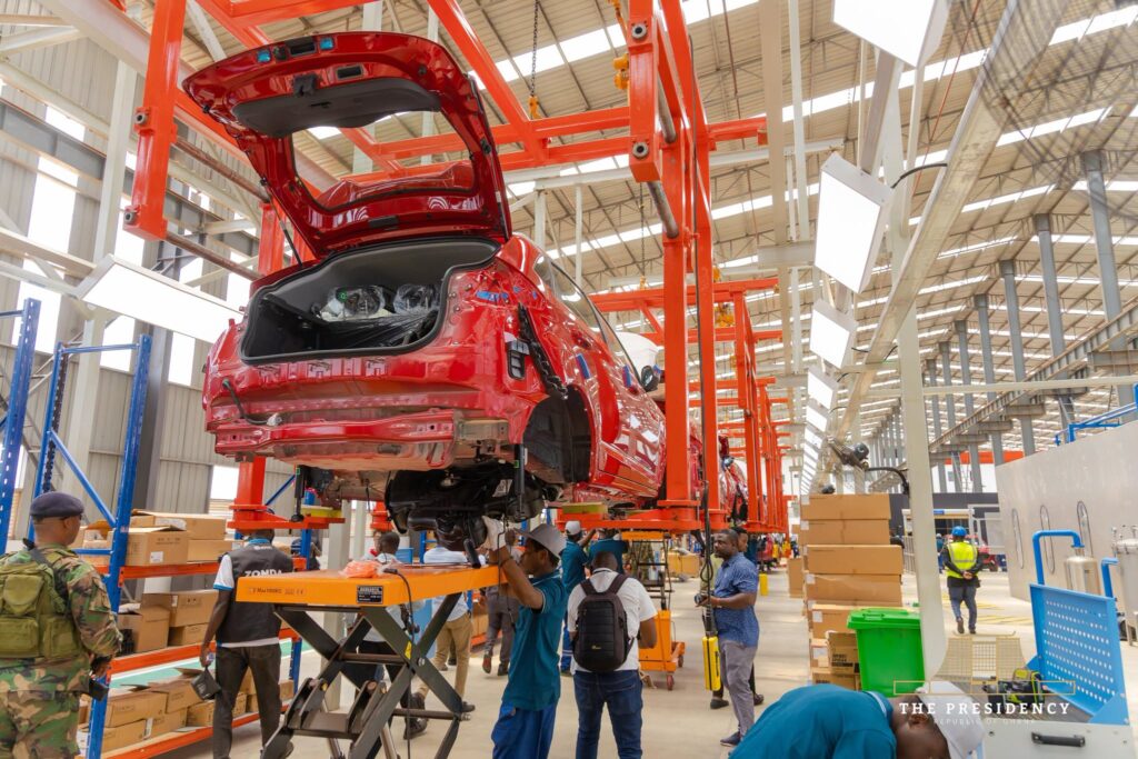 A Zonda Tec Ghana Limited worker carries out production work on a vehicle at the assembly plant in Tema, as the facility creates opportunities for local skills development and employment in Ghana’s automotive sector.