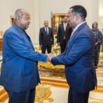 Somalia’s Minister of Foreign Affairs and International Cooperation Abdisalam Ali meets Djibouti President Ismaïl Omar Guelleh at the Presidential Palace in Djibouti on September 15, 2026, following the 74th Extraordinary Session of the IGAD Council of Ministers of Foreign Affairs.
