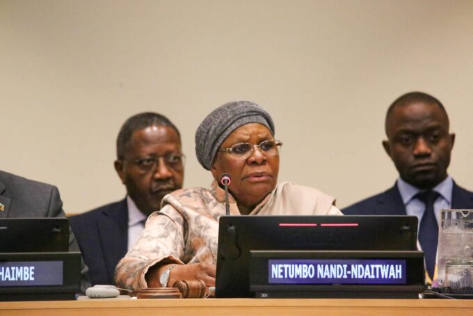 President Netumbo Nandi Ndaitwah speaks during the High Level Side Event at United Nations Headquarters in New York