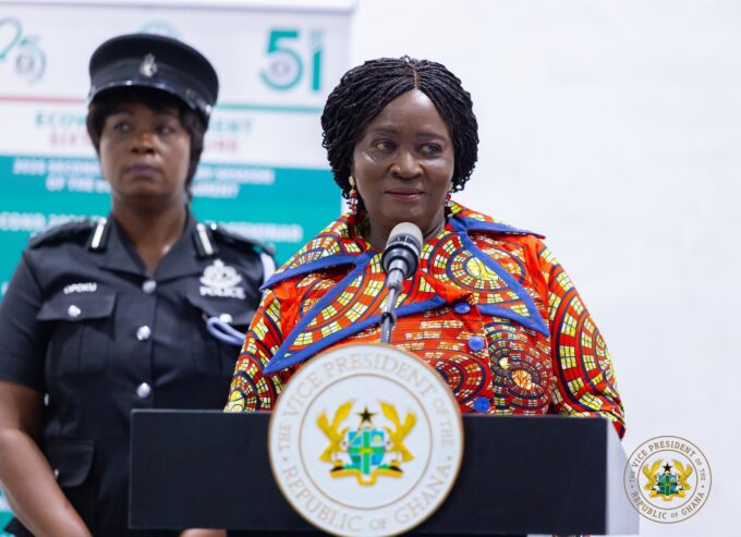 Ghana’s Vice President Naana Jane Opoku Agyemang addresses delegates during the ECOWAS parliamentary session in Accra, where she called for stronger regional cooperation to tackle climate change, displacement and insecurity. Photo: X/@NJOAgyemang