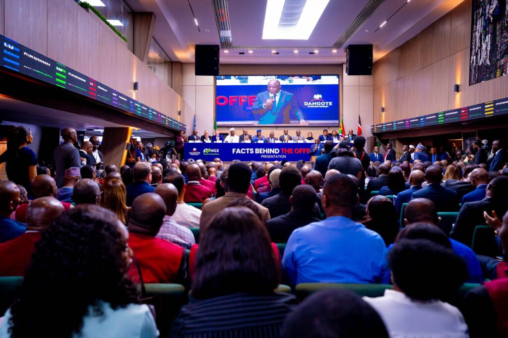 Attendees during the opening day of Dangote Refinery's initial public offering (IPO) at the Nigerian Exchange Group (NGX Group) in Marina, Lagos, Nigeria, September 14, 2026.
