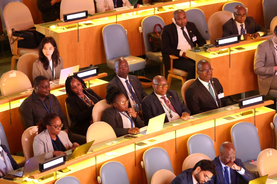 Zimbabwe’s Foreign Affairs and International Trade Minister Professor Amon Murwira with members of the Zimbabwean delegation during the UN General Assembly session in New York. Photo: Ministry of Foreign Affairs and International Trade, Zimbabwe.