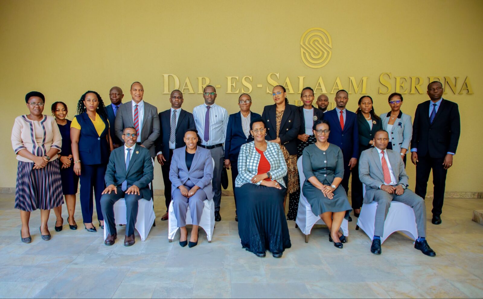 EAC Permanent Secretaries pose for a group photo during their meeting in Dar es Salaam, Tanzania, where they are discussing measures to remove non tariff barriers and facilitate regional trade. Photo by X@jumuiya