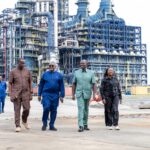 Kenyan President William Ruto and his wife, Rachel Ruto, pose with Dangote Group President and CEO Aliko Dangote and Africa Finance Corporation President and CEO Samaila Zubairu, ONL, during their visit to the Dangote Refinery in Lagos, Nigeria. Photo by X/@WilliamsRuto