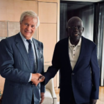 President Bola Ahmed Tinubu and Vincent Bolloré during their meeting in Paris to discuss expanded investment in Nigeria’s creative and digital economy. Photo: State House.