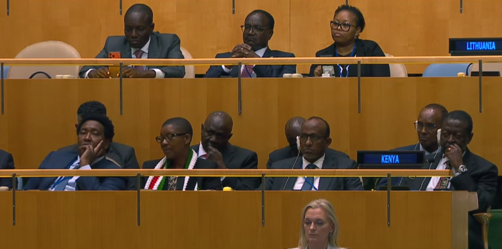 Members of the Kenyan delegation follow proceedings during the 81st United Nations General Assembly in New York. Photo: UN/X