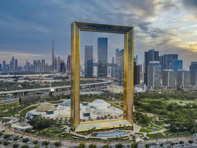 The Dubai Frame stands as one of Dubai’s iconic landmarks, offering views across the city’s historic and modern districts. Photo credit: Dubai Media Office