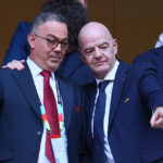 Fouzi Lekjaa (left) with Fifa president Gianni Infantino during this summer's World Cup, which was co-hosted by the USA, Canada and Mexico