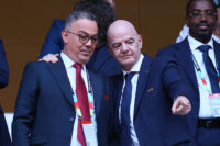Fouzi Lekjaa (left) with Fifa president Gianni Infantino during this summer's World Cup, which was co-hosted by the USA, Canada and Mexico