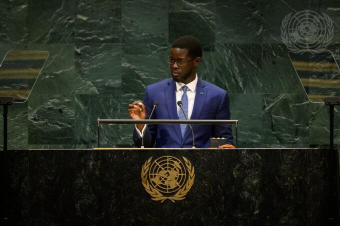 President Bassirou Diomaye Faye of Senegal addresses the 81st United Nations General Assembly in New York on September 24, 2026.