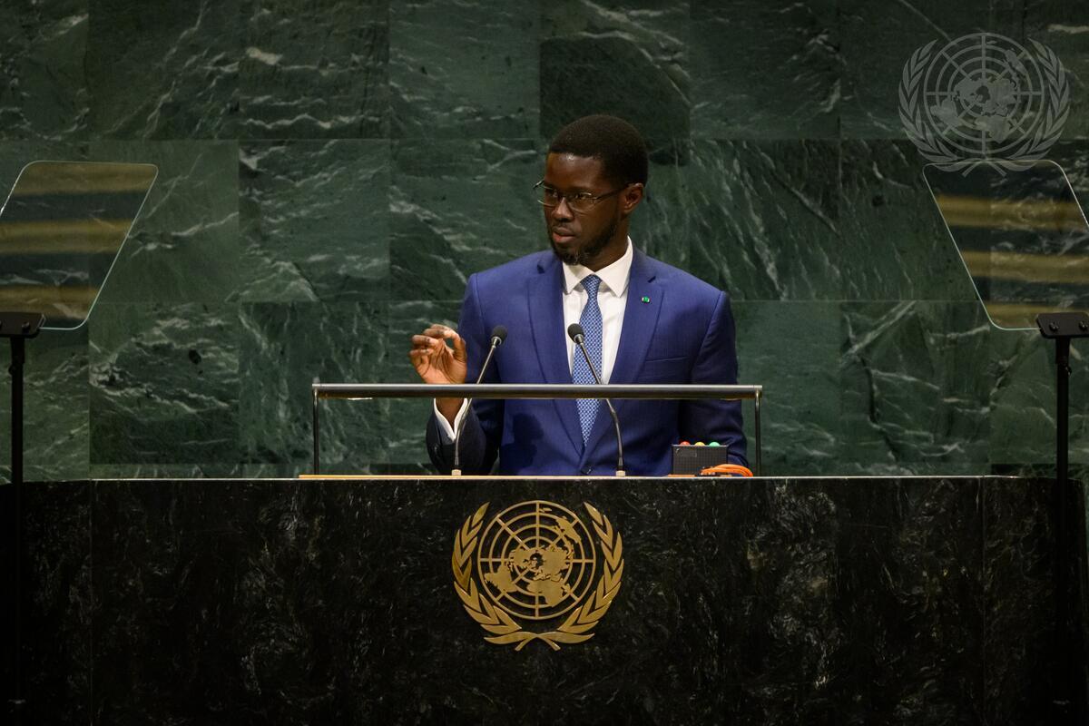 President Bassirou Diomaye Faye of Senegal addresses the 81st United Nations General Assembly in New York on September 24, 2026.