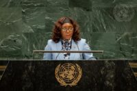 Gabon’s Foreign Affairs Minister Marie-Édith Tassyla-Ye-Doumbeneny addresses the 81st UN General Assembly in New York.