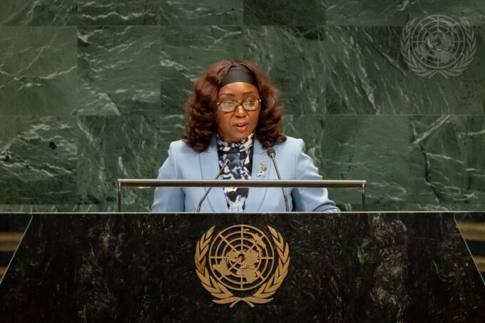 Gabon’s Foreign Affairs Minister Marie-Édith Tassyla-Ye-Doumbeneny addresses the 81st UN General Assembly in New York.