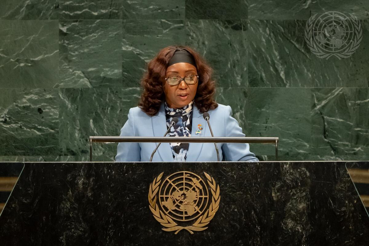 Gabon’s Foreign Affairs Minister Marie-Édith Tassyla-Ye-Doumbeneny addresses the 81st UN General Assembly in New York.