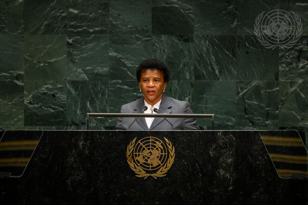 São Tomé and Príncipe’s Foreign Affairs Minister Ilza Maria dos Santos Amado Vaz addresses the 81st UN General Assembly in New York.