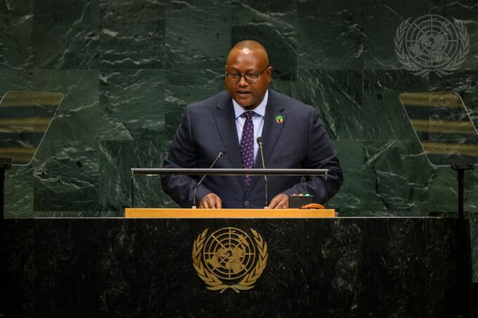 Zambia’s Foreign Affairs and International Cooperation Minister Mulambo Hamakuni Haimbe addresses the 81st United Nations General Assembly in New York.