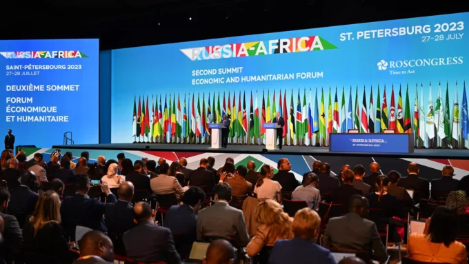 Leaders and delegates at the previous Russia Africa Summit, discussing trade, investment and cooperation between Russia and African countries.