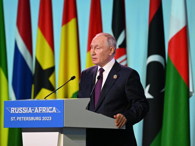 Russian President Vladimir Putin during the second Russia-Africa Summit in St Petersburg, Russia, in July 2023.