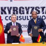 Ghanaian Foreign Affairs Minister Samuel Okudzeto Ablakwa meets his Kyrgyz counterpart, Zheenbek Kulubaev, during the inaugural Ghana Kyrgyzstan Political Consultations in Accra.