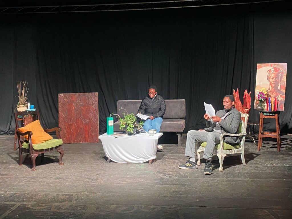 Actors take the stage during a live play session at the October International Theatre Festival, bringing characters and stories to life through performance.