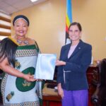 Foreign Affairs Minister Senator Pholile Shakantu receives the credentials of Rosanne Marchesich, the newly appointed FAO Representative in Eswatini, during a ceremony in Mbabane.