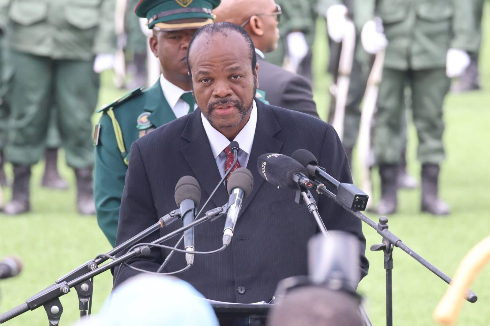 King Mswati III of Eswatini joins King Letsie III and other dignitaries at Lesotho’s 60th Independence Anniversary celebrations at Setsoto Stadium in Maseru.
