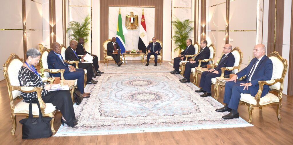President Cyril Ramaphosa meets Egyptian President Abdel Fattah El Sisi for bilateral talks on strengthening South Africa and Egypt relations and advancing cooperation on shared African development priorities.