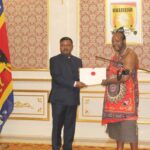 His Majesty King Mswati III receives the letters of credence from High Commissioner designate of the Republic of India, H.E Anand Prakash, at Lozitha Royal Palace.