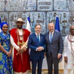 The Olu of Warri, His Majesty Ògíamẹ̀ Atúwàtse III, and Her Majesty Olorì Atuwatsé III, meet Israeli President Isaac Herzog during their visit to Israel for the Awake Jerusalem gathering.