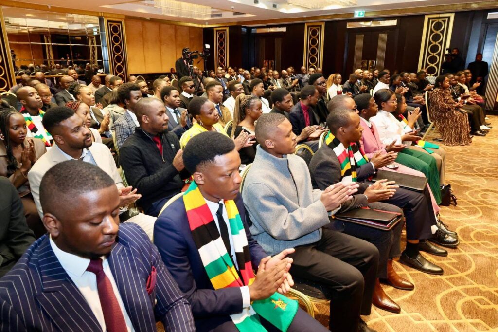 Zimbabwean President Emmerson Mnangagwa during talks with the leadership of PSB Bank and Rossotrudnichestvo on the sidelines of the Third Russia-Africa Summit in Moscow. Photo: Supplied