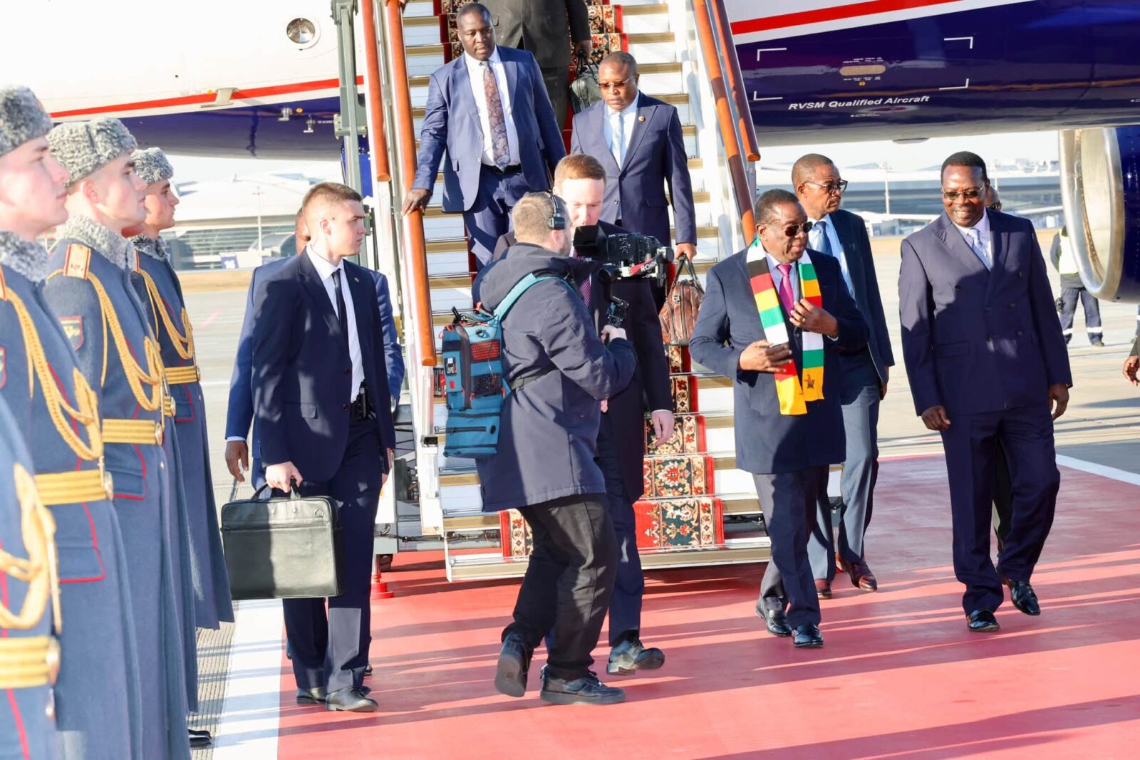 Zimbabwean President Emmerson Dambudzo Mnangagwa arrives at the airport in Moscow, Russia, ahead of the third Russia Africa Summit and Economic Forum scheduled for 28 to 29 October 2026.