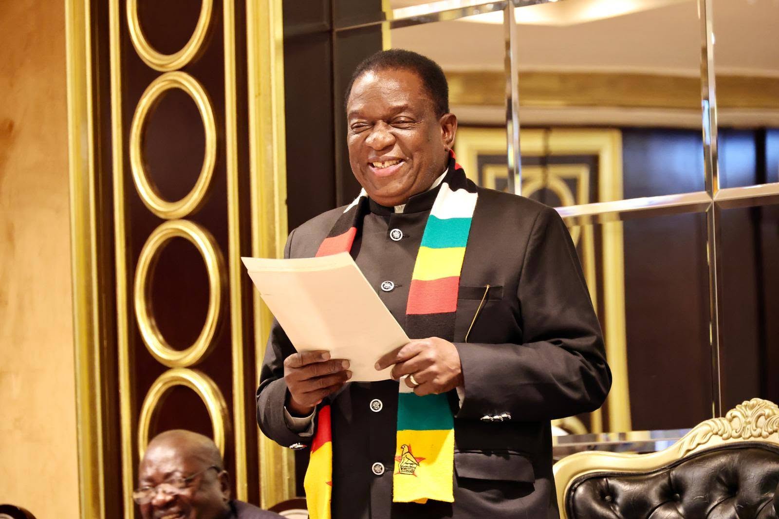 Zimbabwean President Emmerson Mnangagwa during talks with the leadership of PSB Bank and Rossotrudnichestvo on the sidelines of the Third Russia-Africa Summit in Moscow. Photo: Supplied