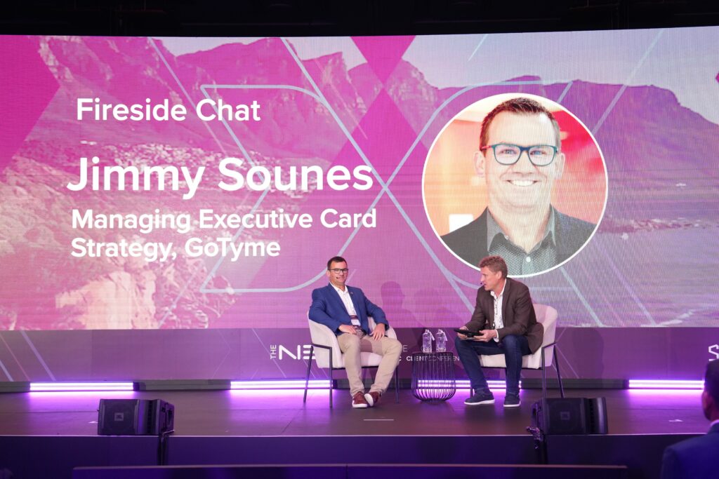 GoTyme Bank Managing Executive for Card Strategy Jimmy Sounes speaks during a fireside chat with Colin Iles, Founder of Iles Media, at the BPC Client Conference at the Westin Hotel in Cape Town on Wednesday, 21 October 2026. (Photo: Johann Botha)