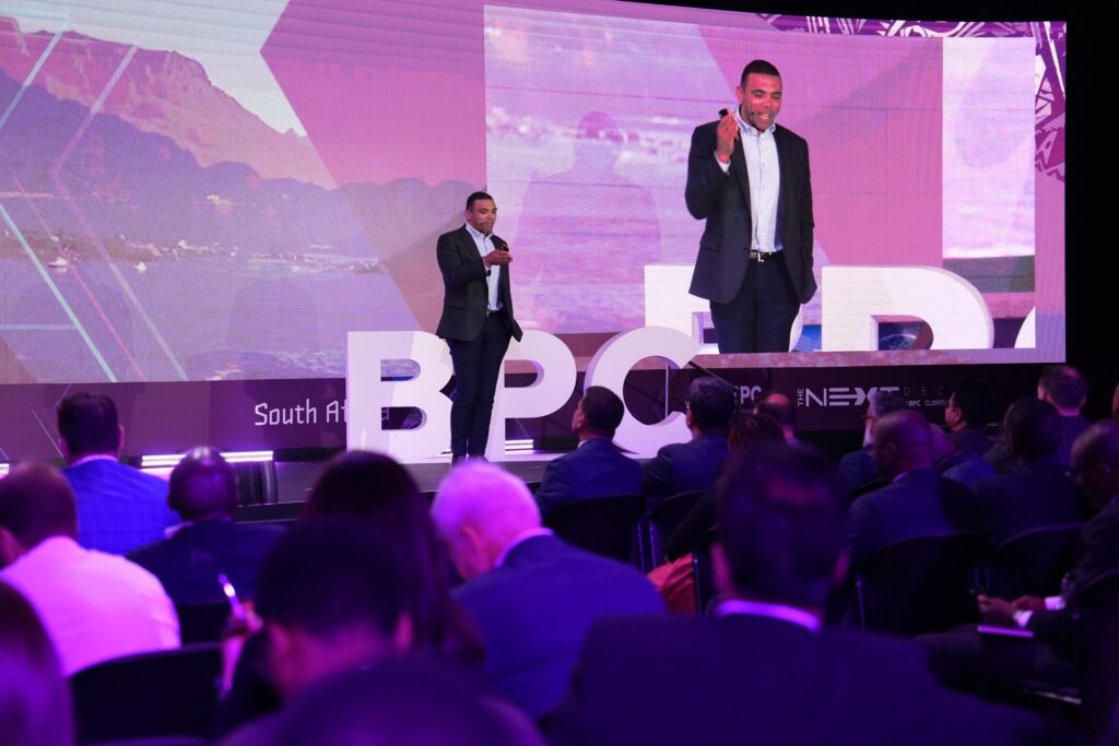 Springbok legend and Paymenow co-founder Bryan Habana addresses delegates at the BPC Client Conference at the Westin Hotel in Cape Town on Wednesday, 21 October 2026. (Photo: Johann Botha)